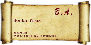 Borka Alex névjegykártya